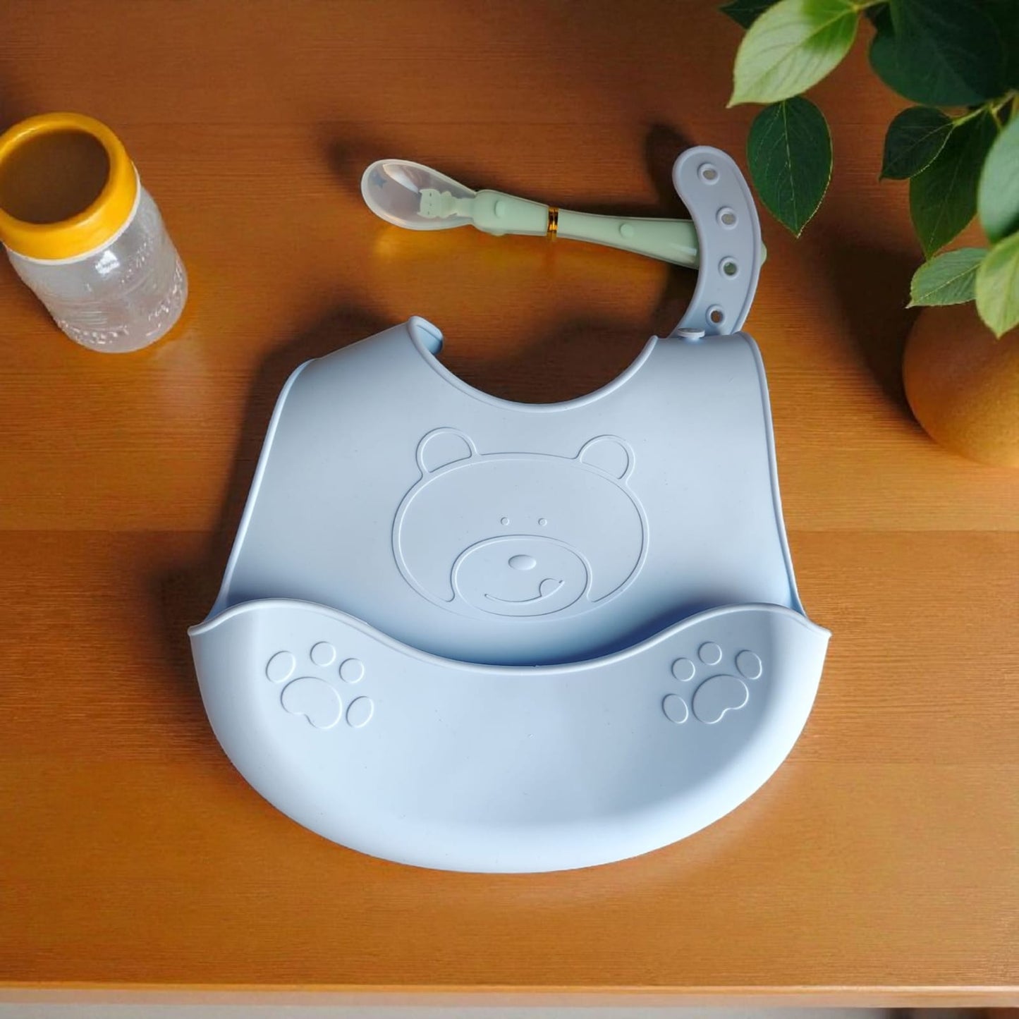 Babero con Cuchara Celeste