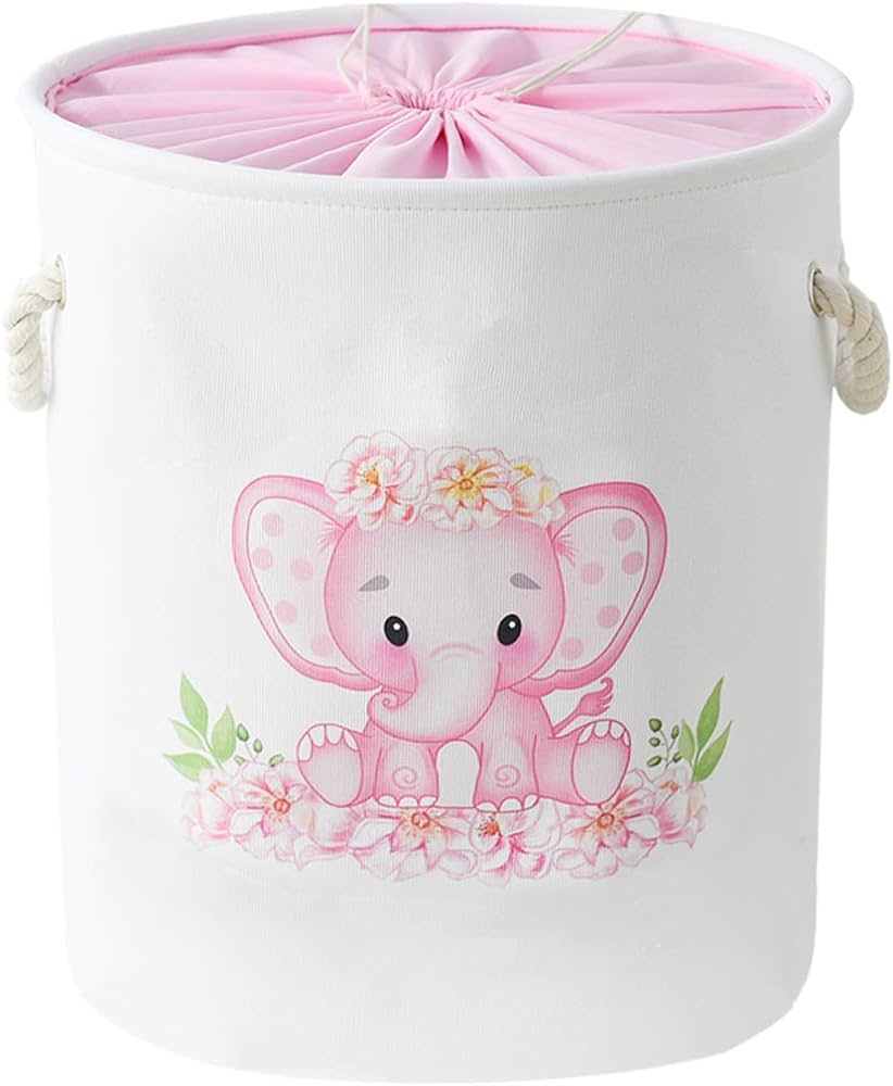 Cesto de Ropa Elefante Rosa