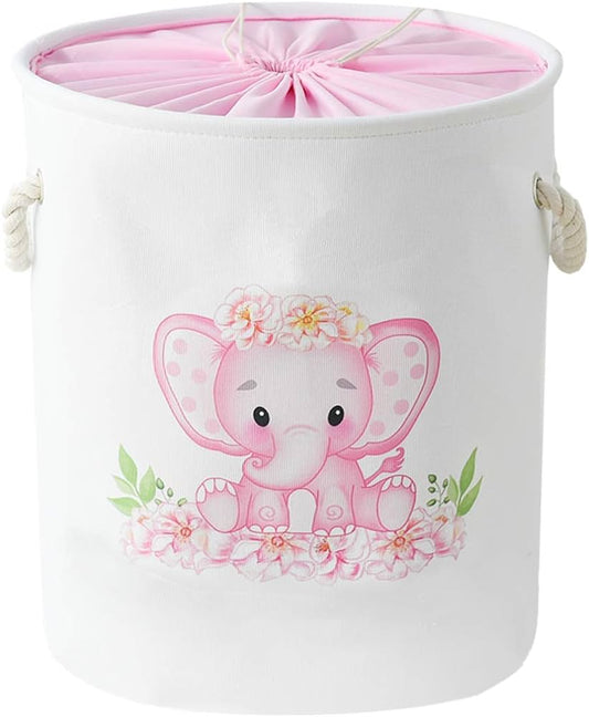 Cesto de Ropa Elefante Rosa